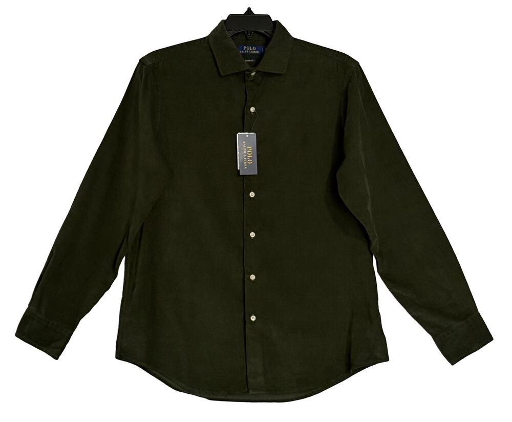 Polo Ralph Lauren Shirt Men's Large Corduroy Classic Fit Long Sleeve Olive NWT